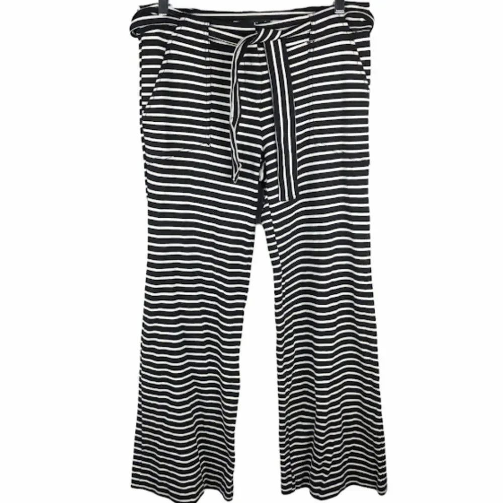 New York & Co Stretch Knit Striped Wide Leg Pant 4 - Picture 1 of 12